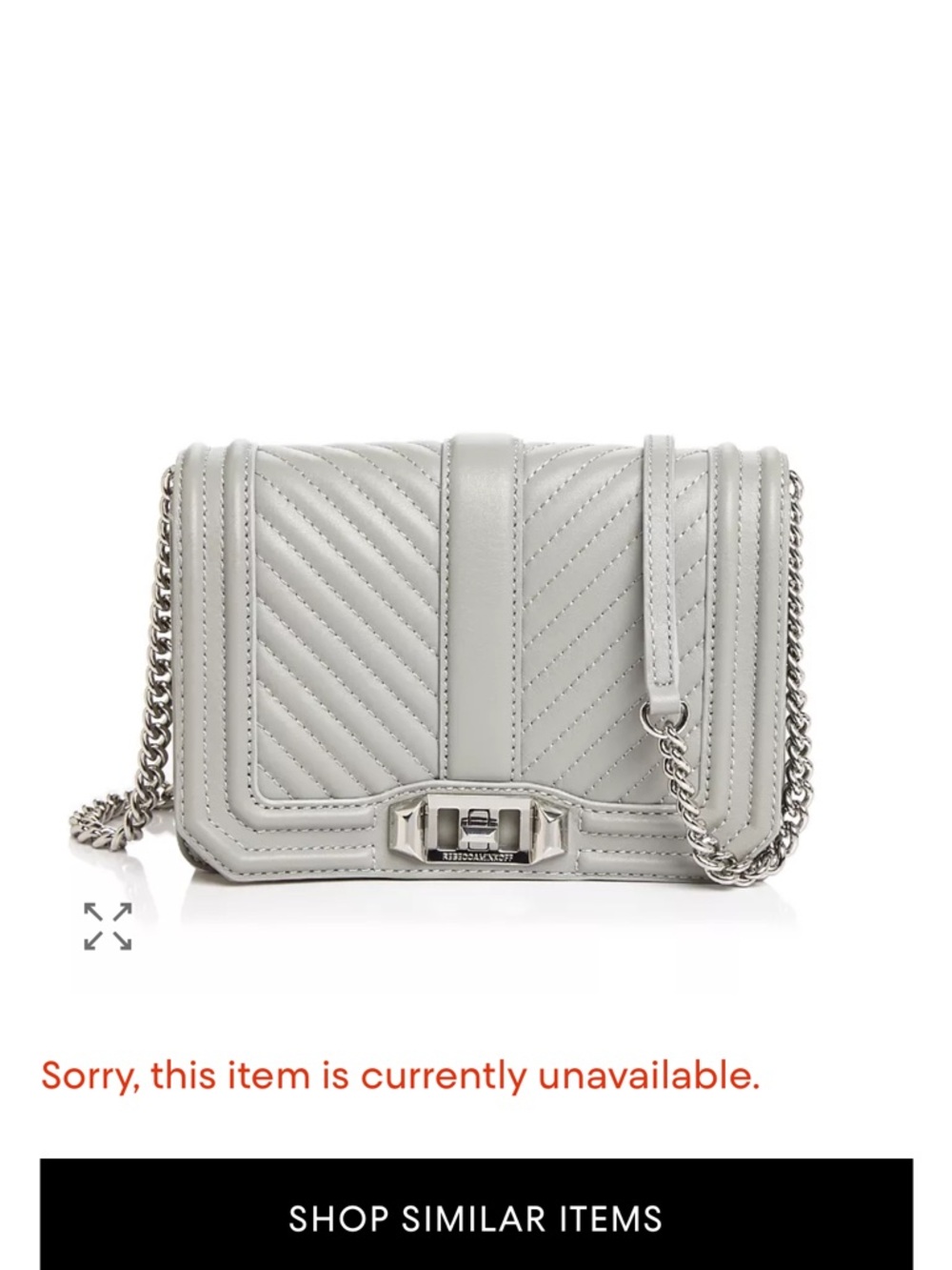 Rebecca Minkoff Love Small Chevron Quilted Leather Crossbody W/ Silver Hardware
